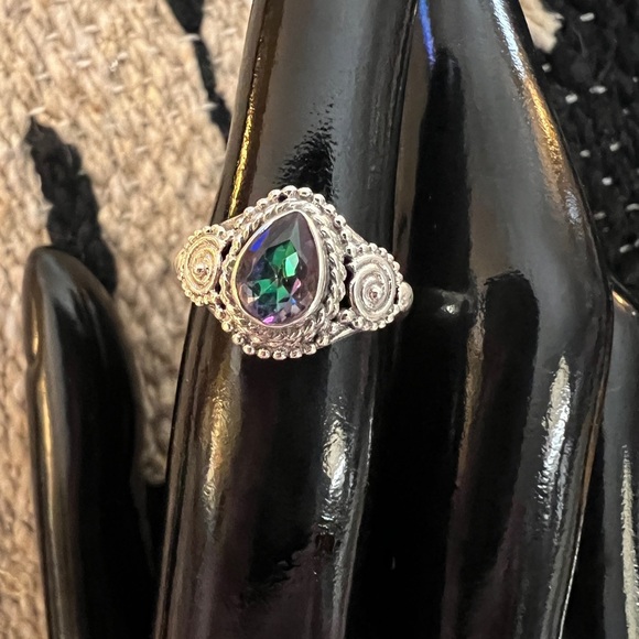 925 Sterling Silver Jewelry - ❤️ Mystic Topaz Teardrop Sterling  Silver Bohemian Ring Size 6
